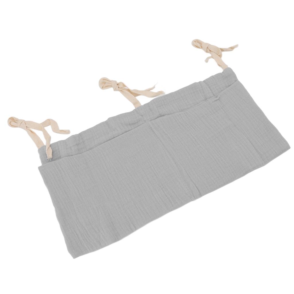 Baby Bed Storage Hanging Bag 2 Pockets Adjustable Strap Infant Bedside Storage Bag for Toy Grey