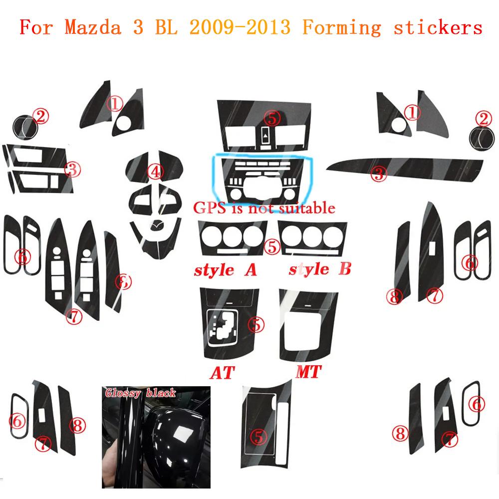 For Mazda 3 2010-2015 Interior Central Control Panel Door Handle Carbon Fiber Stickers Decals Car styling Accessorie