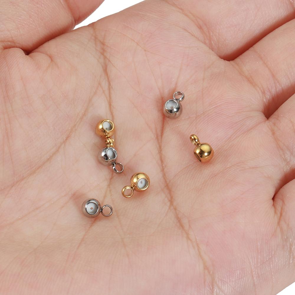 20pcs Stainless Steel Stopper Beads for Earring Necklace Bracelet Jewelry Making DIY Gold Bail Bead Hanger Rings Rubber Beads
