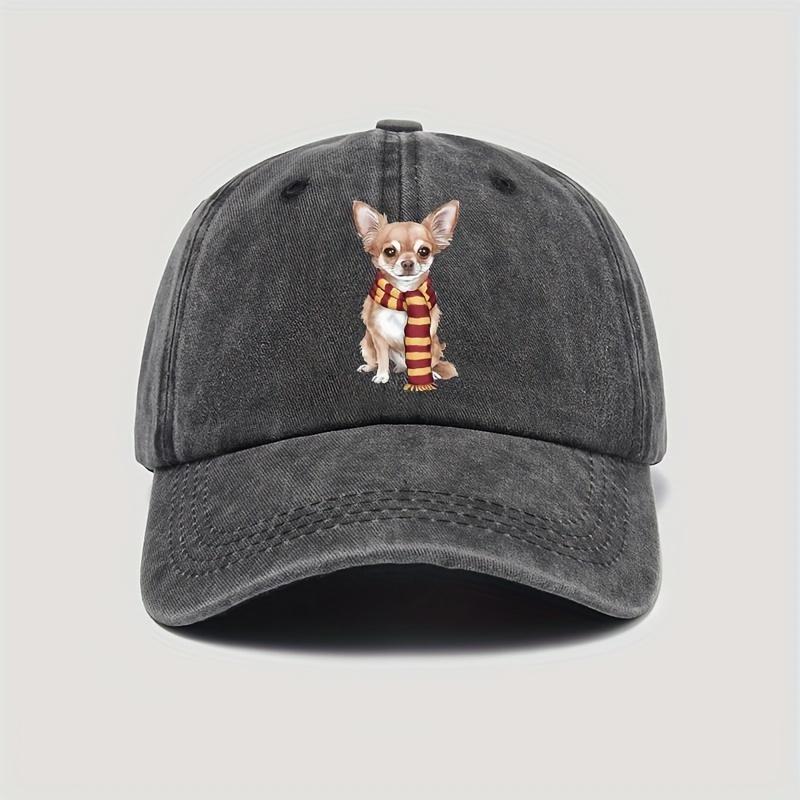 Chihuahua Dog Scarf Print Washed Cotton Baseball Cap Adjustable Snapback Casual Hat Unisex Hat