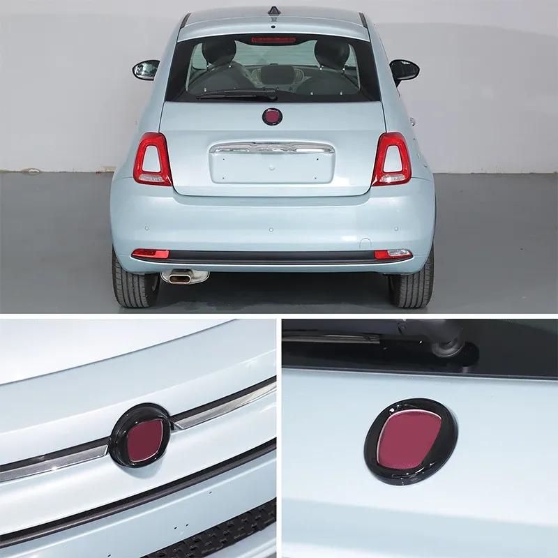 For Fiat 500 2007-2025 ABS Front and Rear  Circle Decorative Frame Stickers Car Exterior Accessories 2 Pcs