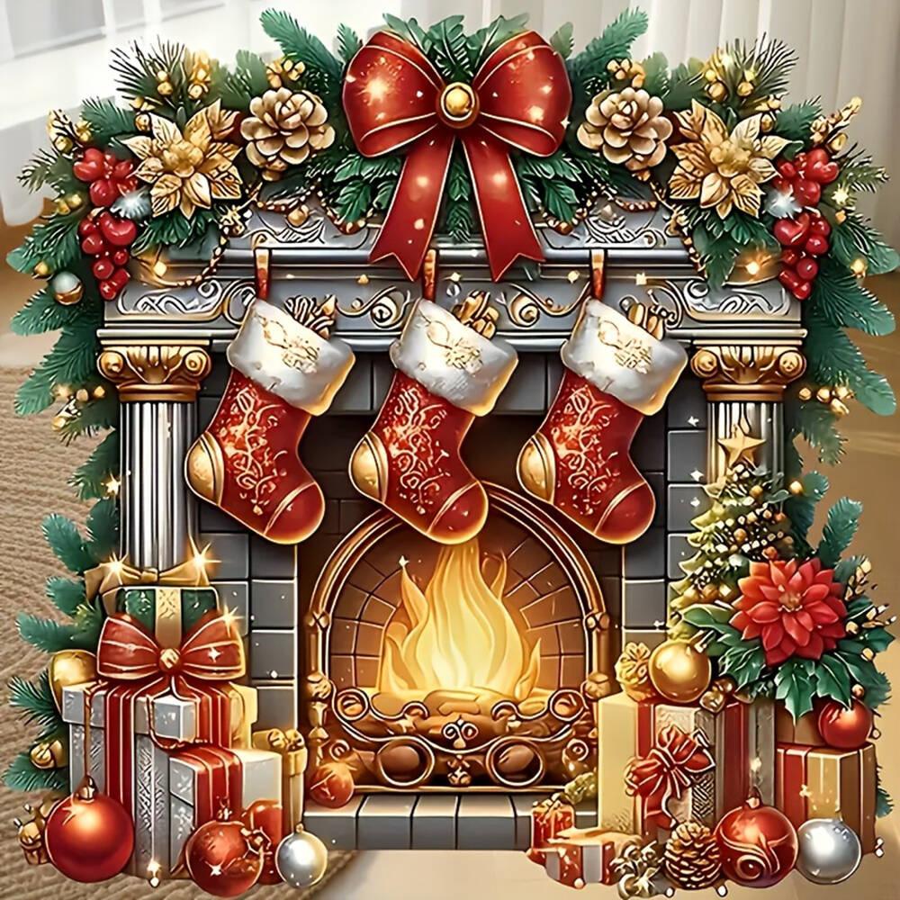 DIY 5D Diamond Painting Christmas Wreath Mosaic Candle Full Drill Embroidery Flower Crafts Art Supplies Unique Gift