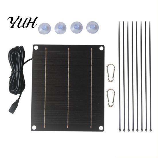Dust-proof Solar Fan For Cat Cage Panel Low Noise Design 6W High-Power A-Class Single Dog House Crystal Silicon Waterproof Chicken Coop Cable чёрный