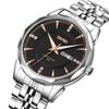 SKMEI Men's Watch Silver Stainless Steel Business Classic Wristwatch Gentleman Waterproof Analog Stylish Simple Date Day Luxury Gift Black