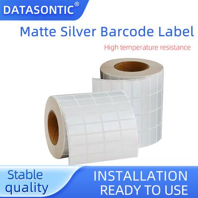 Matte Silver PET Barcode Label 20 30 40 50 60 70 80 90 100 Thermal Transfer Ribbon Printer Sticker