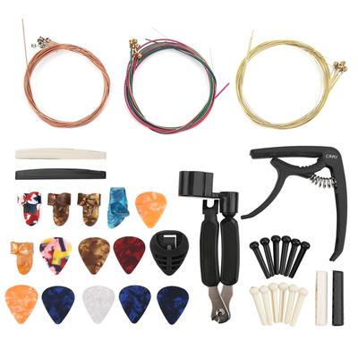36PCS Set Guitar Strings Changing Accessories Including Capo Winder Cutter Thumb Pick Nut Bridge