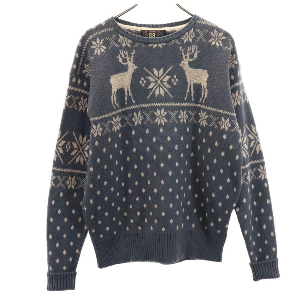 

RRL 90-х Красный 3 звезды Шерстяной Винтажный Ранняя бирка Ralph Lauren Скандинавский узор Свитер с длинным рукавом Женский Подержанный