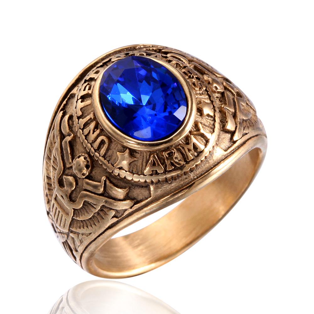 Retro Titanium Army Personalized Finger Ring