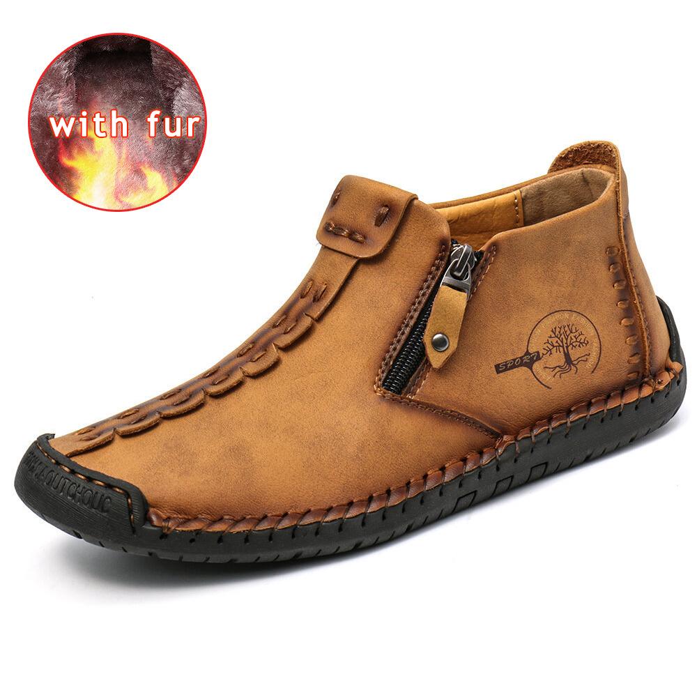 Autumn Men Boots Handmade Casual Ankle Boots For Man Winter Boot With Fur Keep Warm Shoes Male Hombres Botas Botte Hommes