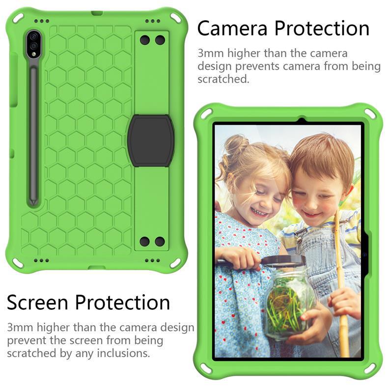 Samsung S9/S8 Tablet EVA Protective Case for Kids - Honeycomb Design with Hand Strap and Full Coverage Anti-Drop Protection.