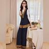 Women's Retro Lace V-Neck Vest & Straight-Leg Pants Set