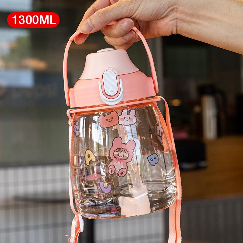 Kubek Izolowany dla Dzieci 900 ml Kubek z Dużym Brzuchem Termos ze Stali Nierdzewnej Przenośny Czajnik ze Słomką Kreskówkowy Termos Próżniowy Butelka na Wodę