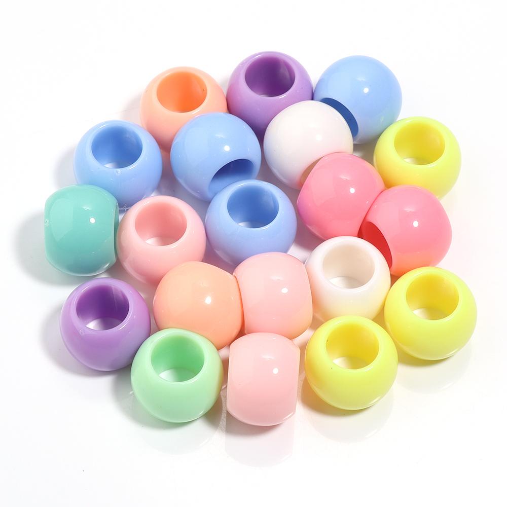 10-200pcs Acrylic Big Hole Beads Candy Color Round Loose Beads for DIY Jewelry Making Bracelets Necklace Keychain Accessories
