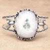 White Solar Quartz Gemstone Silver Jewelry Cuff Bracelets 7''Adjustable