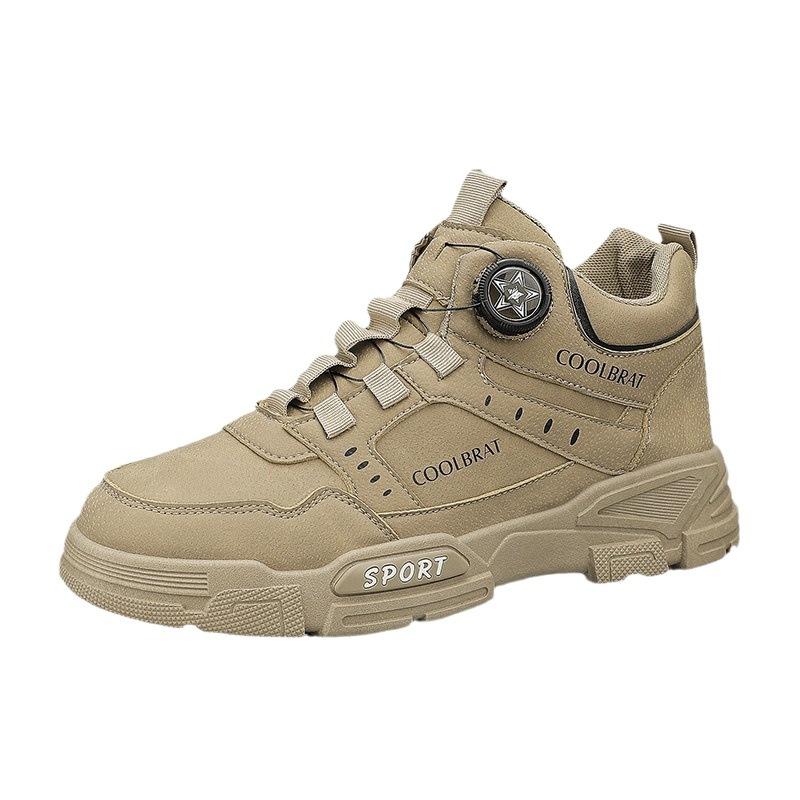 2025 autumn new men's high-top platform casual Martin boots rotating button outdoor leathershoes