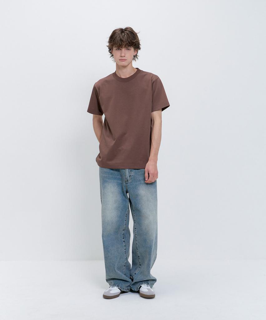 PSSHOPPER Basic Cool Skin Short Sleeve T-Shirt [Brown]