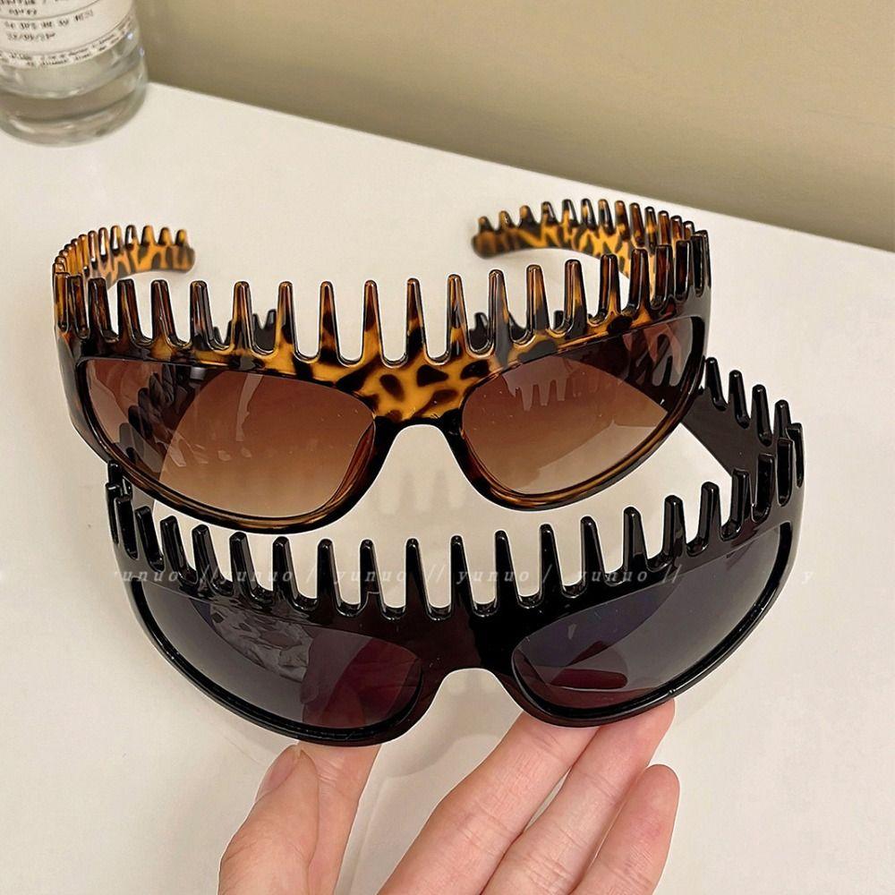 Kammförmige Sonnenbrille Stirnband Leopardenmuster Sonnenschutzbrille Haarbügel Haarband Koreanischer Stil Kopfschmuck Sommer Sonnenbrille Mädchen