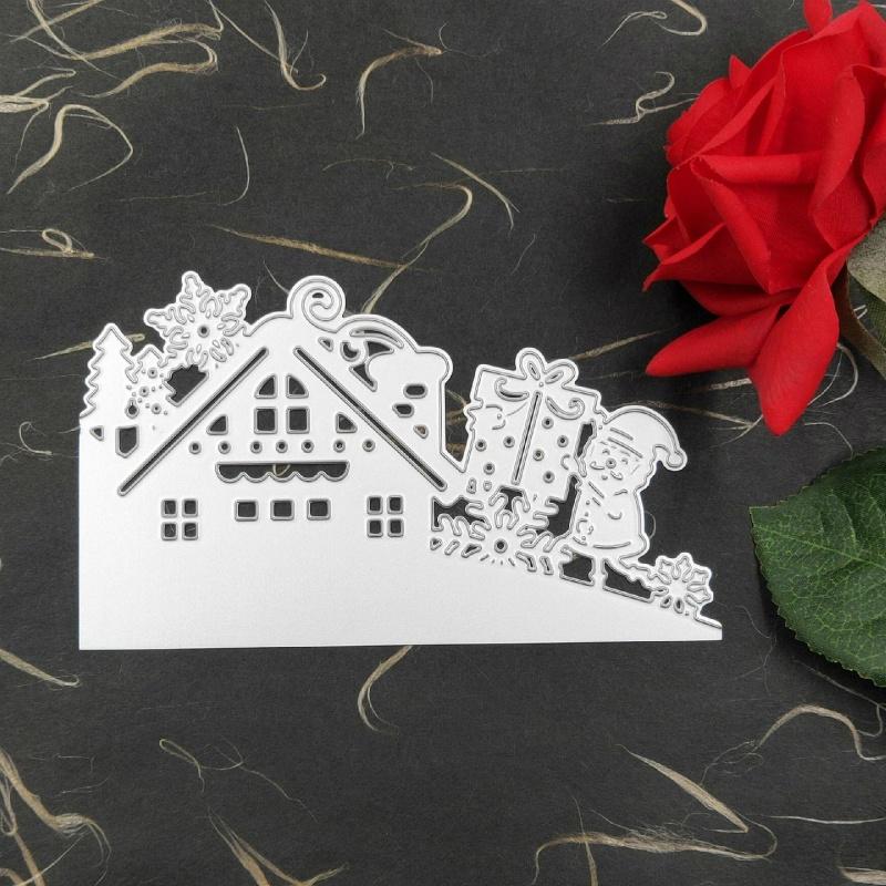 Weihnachtshaus, Baum, Schneemann, Weihnachtsmann, Stanzform, Prägeschablone, Form für DIY-Kunsthandwerk