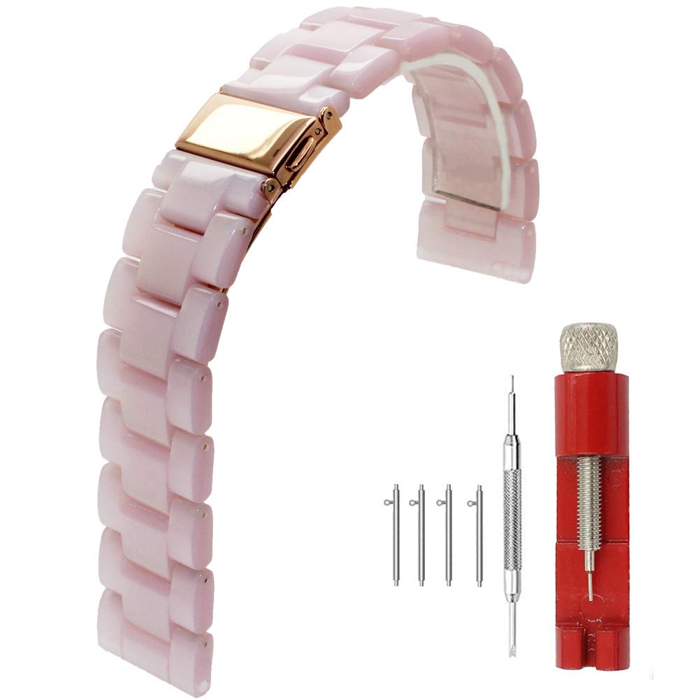 [Kai Tian] Stylish Resin Band 22mm Pink Watch Strap - Watch Band for Men and Women - Replacement Strap