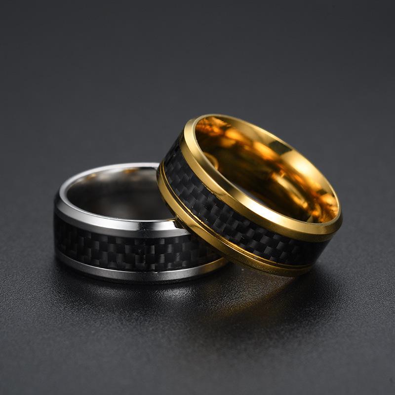Men's Fashion Carbon Fiber Patch Ring Creative Personalized Finger Jewelry Accessory For Daily Wear