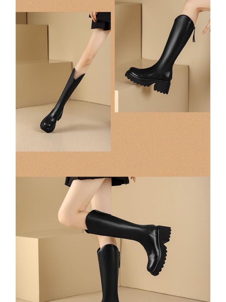 Women's Chunky Heel Over-the-Knee High Boots: 2025 Autumn/Winter Thick Sole Stovepipe, Hot Girl Style