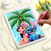 Pintura de Pérolas Lilo e Stitch Ilha das Pérolas Férias Paisagem Criativa Exquisita 5D Artesanato Cintilante Decoração de Parede para Casa Presentes DIY Feitos à Mão