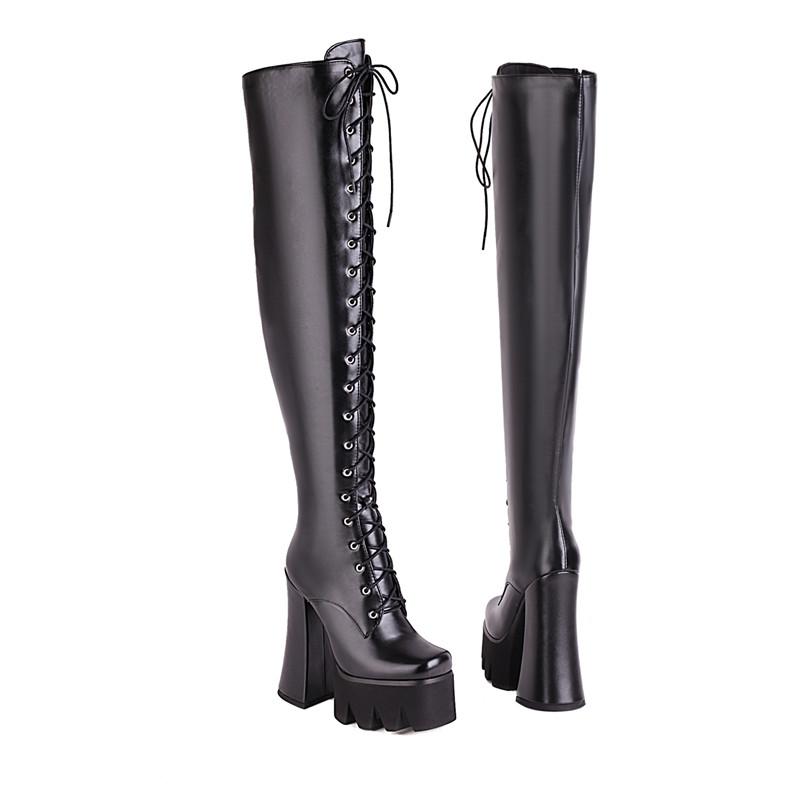 Women's High-heeled Boots, Sexy European and American Style Waterproof Platform Thick-heeled Boots, New Large-size Knee Boots In Autumn and Winter