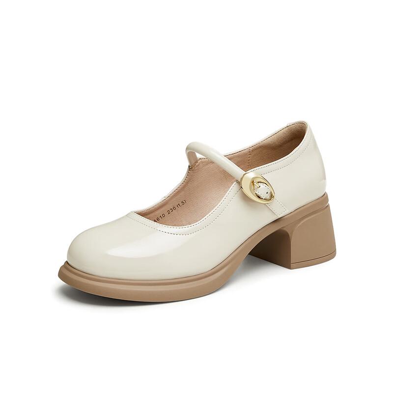 BASTO Women s Retro French Mary Jane Block Heel Shoes JA610AQ5 38