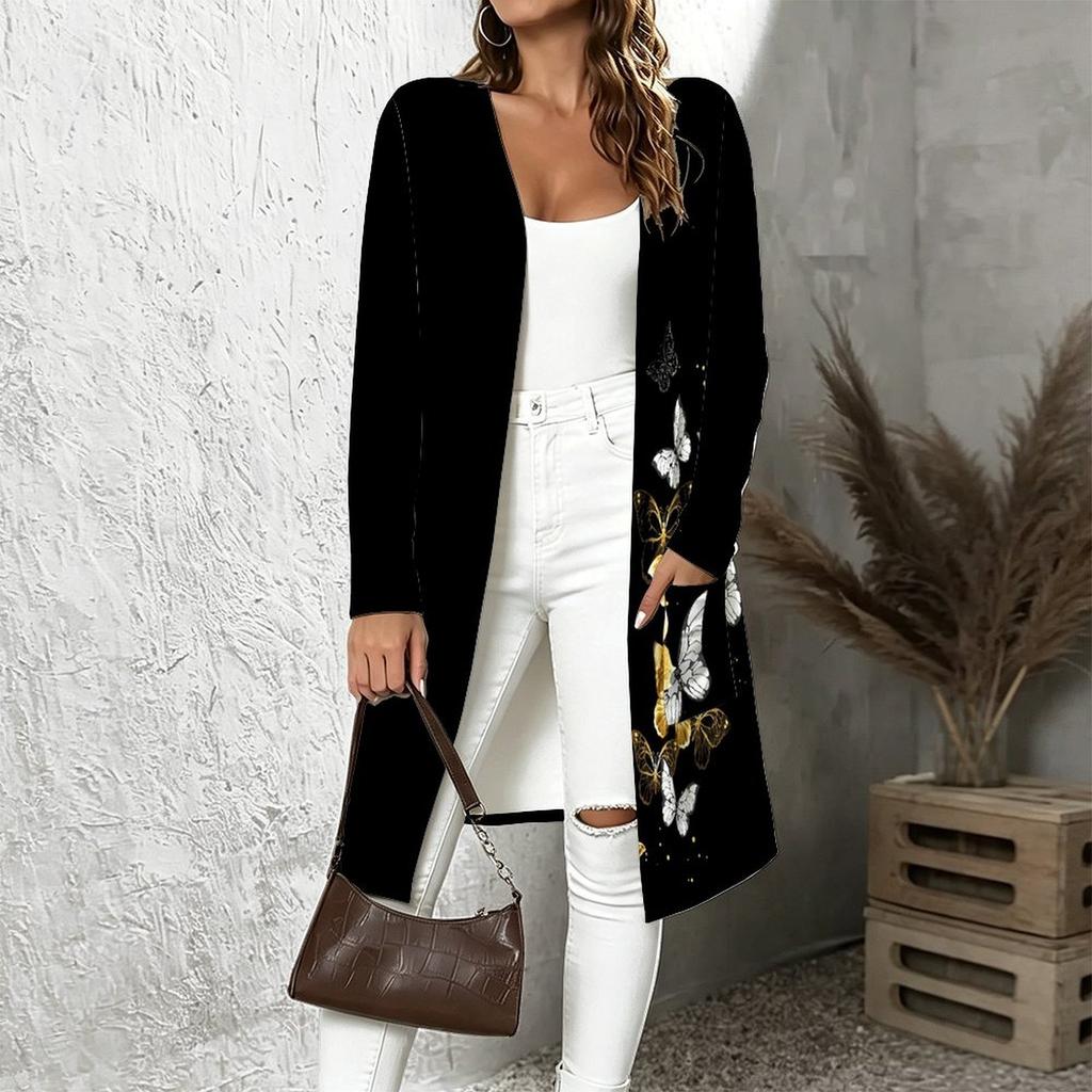 Plus Size Women Open Front Long Sleeve Loose Cardigan Soft Comfortable Everyday Outerwear