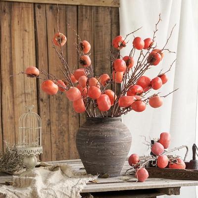 Persimmon & Maple Leaf Ikebana Artificial Floral Arrangement