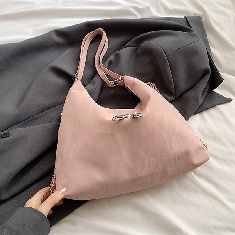 

2024 spring new casual fashion shoulder bag simple trend messenger bag simple casual large capacity tote bag рожевий