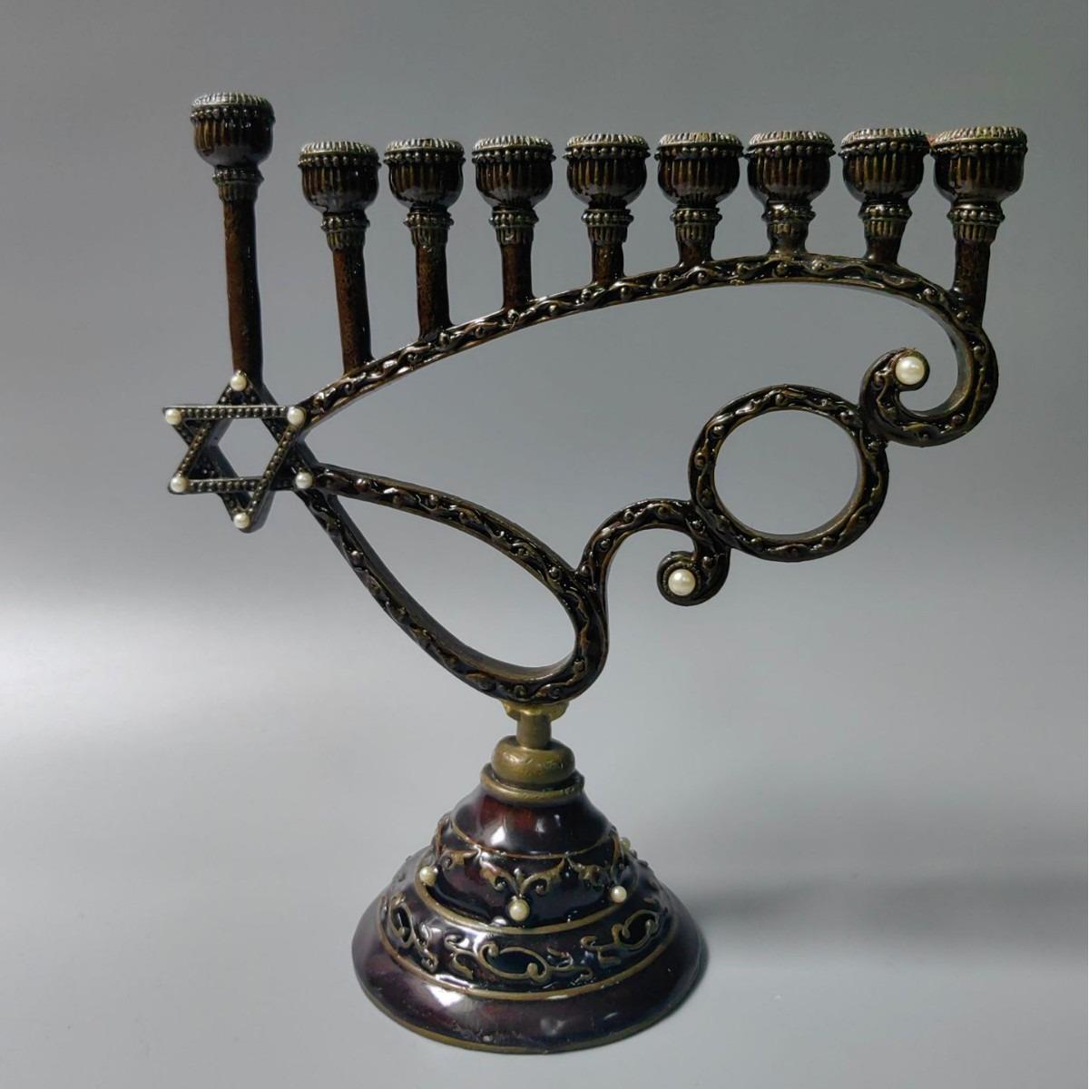 Hanukkah Candlestick Israeli Candlestick Je Candlestick Hanukkah Menorah Candle Metal Holder