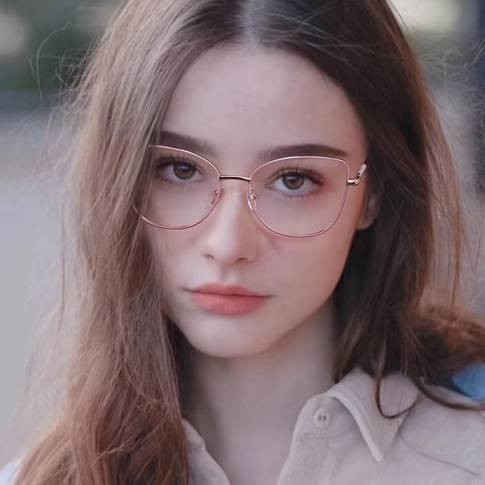 New Retro Metal Inlaid Cat Eye Frames For Men And Women Fashionable Glasses Lenses With Light Color Lenses With Blue Light