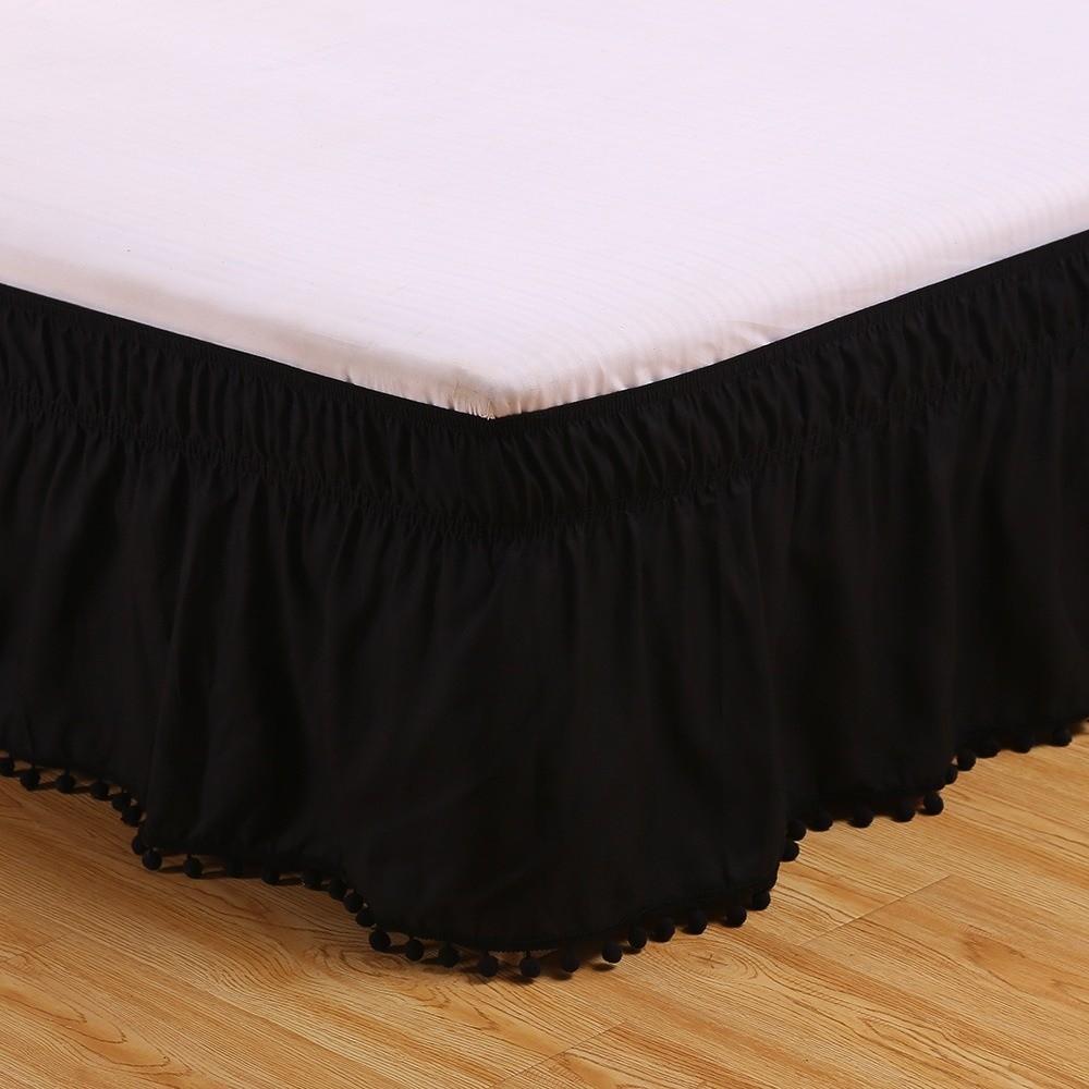New Polyester Bed Skirt Removable Elastic Bed Ruffles Bed Side Decorations Solid Color Bed Side Skirt Home