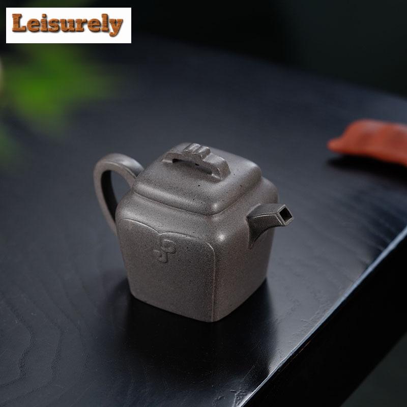 130ml Authentic Yixing Purple Clay Teapots Handmade Pot Raw Ore Steel Grey Section Mud Kettle With Strainer Zisha Tea Set Gift