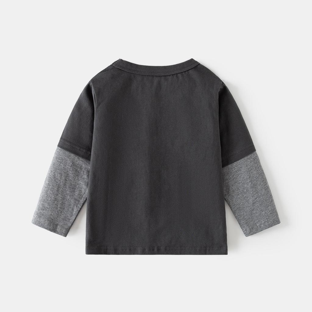 Chłopięca koszulka z długim rękawem z czystej bawełny jesień nowa odzież dziecięca dziecięca niemowlęca udawana dwuczęściowa koszulka bazowa top