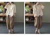 Women's Dopamine Retro Zen Style Elastic Waist Cotton Linen Cropped Harem Pants for Spring Summer