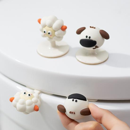 2Pcs/Set Toilet Lid Lifter Sheep Dog Shape Toilet Cover Lifter Easy Installation Versatile Hook Toilet Hygienic Accessory