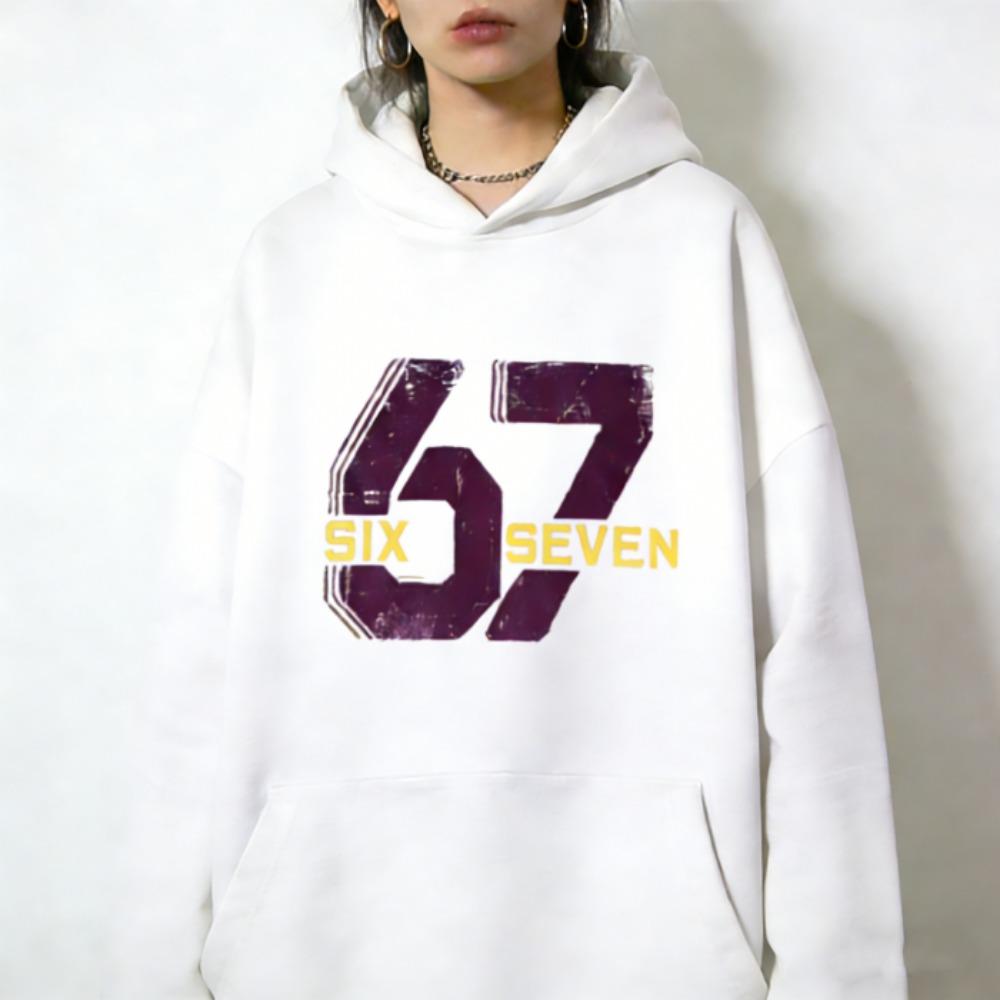 

Spring Europe and America Fashion 67 Print Hoodies Men Women Long Sleeve Pullover Casual Hoodies Sweatshirt Clothing S