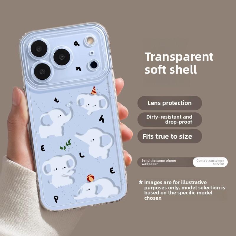 Orange Little Elephant Apple 17 Pro Max Phone Case 17 Pro Cute Air Transparent TPU Shockproof 17 Protective Cover 16