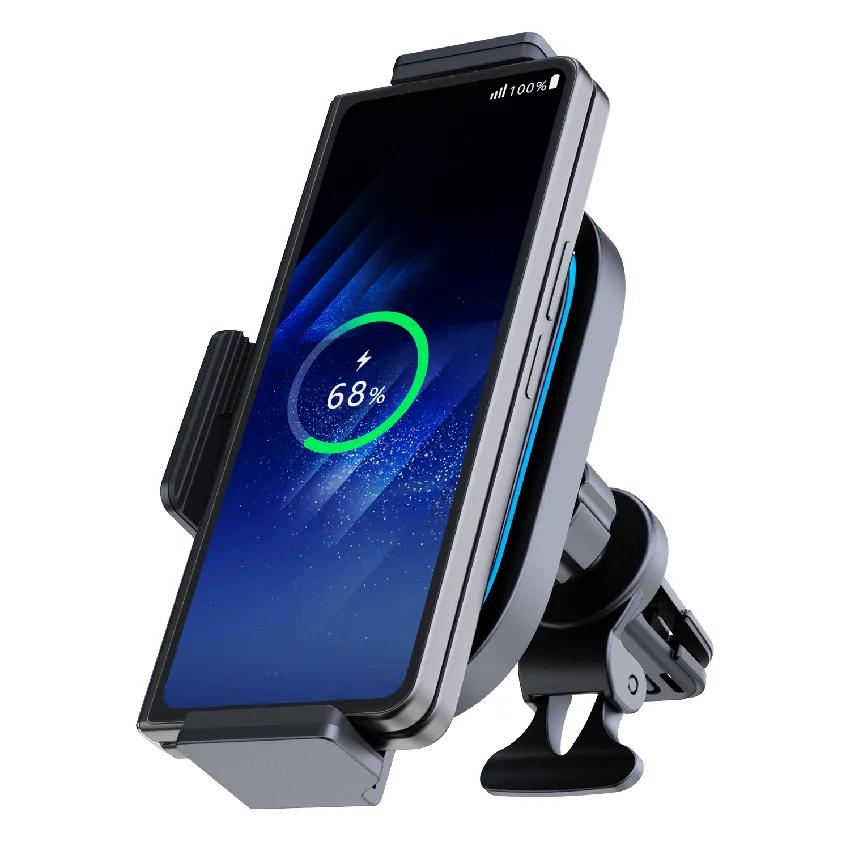 Automatic Clamping Wireless Car Charger Mount For Samsung Galaxy Z Fold 4 3 2 S22 S21 iPhone 14 13 12 Max Air Vent Phone Holder