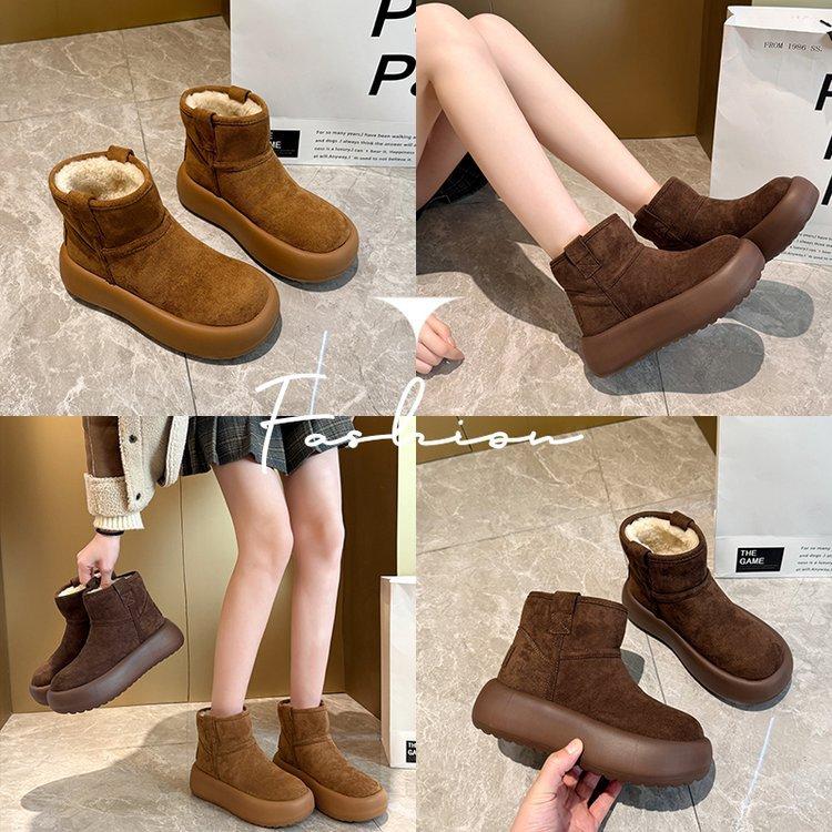 Thick-soled Warm Bread Shoes, Piled and Thickened Snow Boots for Women's 2025 Winter New Internet Celebrity Short Boots Cotton Shoes