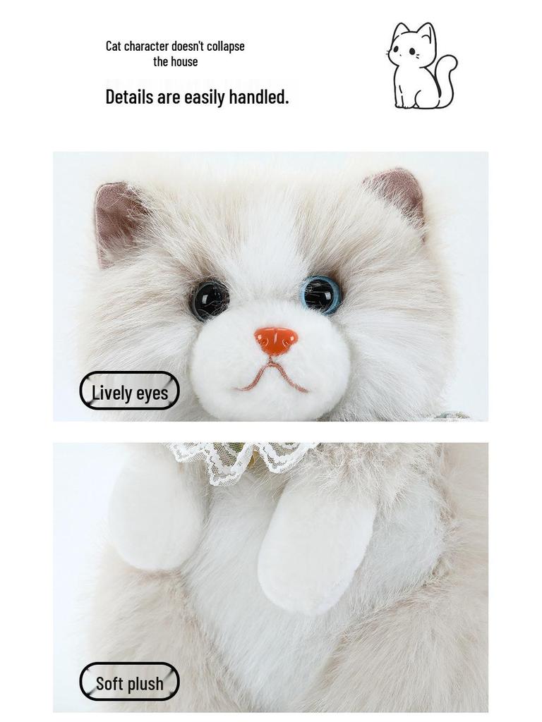 Cross-border Cat Doll Backpack: Plush Simulation Double Shoulder Toy, Ideal Gift for Girls