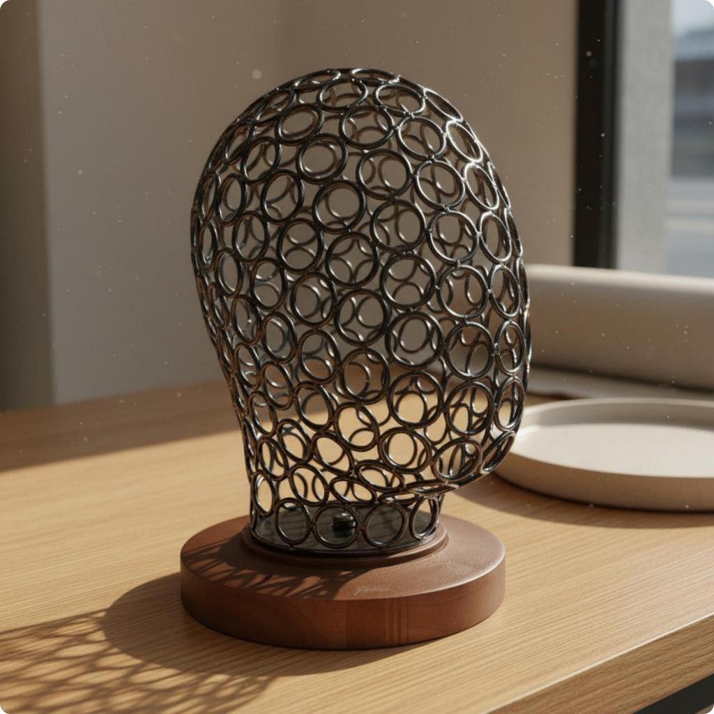 Espositore per Cappelli Base in Legno Testa Metallica Manichino Stand Stile Antico per Salone,