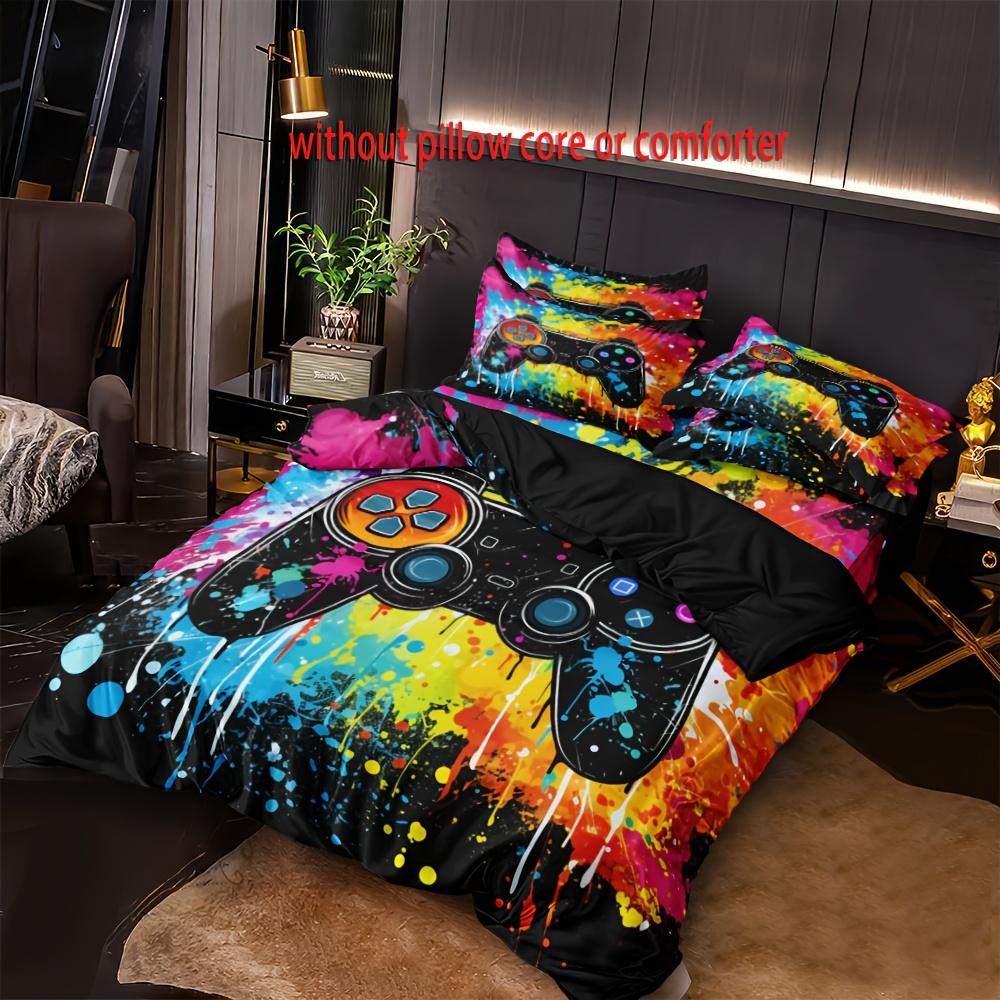Fashion Duvet Cover Set Doodle Game Controller Print Bedding Set Soft Comfortable Breathable Duvet Cover For Bedroom