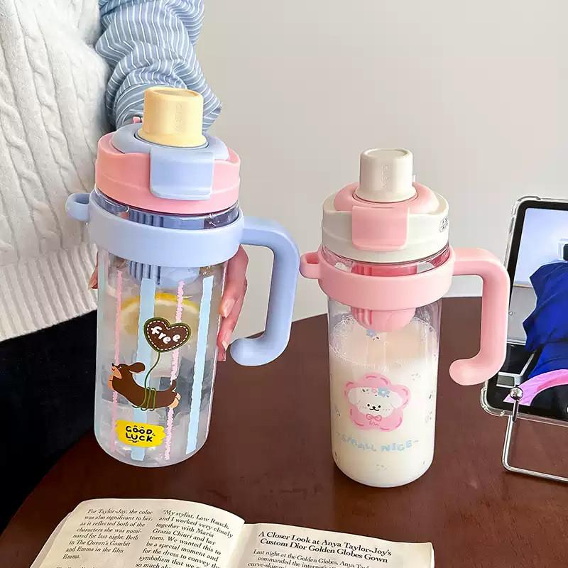 Large Capacity Water Cup With Cartoon Design For Office And Outdoor Use