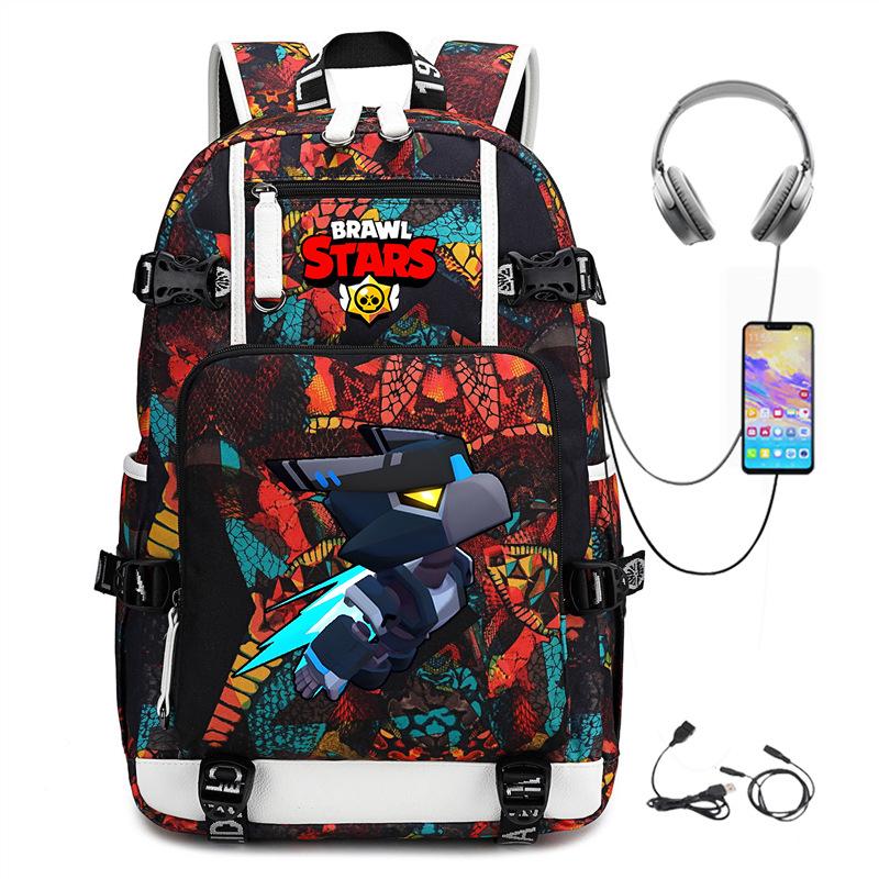 Mochila Periférica Brawl Stars Com Usb Mochila de Estudante para Viagem ao Ar Livre Mochila de Montanhismo de Grande Capacidade