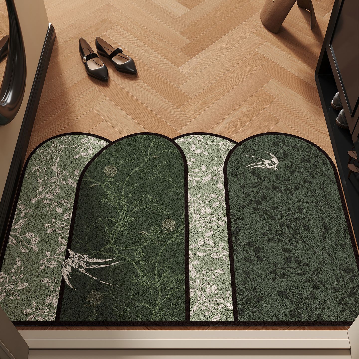 

Medieval Style Light Luxury Door Floor Mat Indoor Scraping Mud Rubbing Soil Dirt-Resistant Foot Mat Entrance Can Be Cut Silk Ring Floor Mat 40 * 60cm (silk circle)