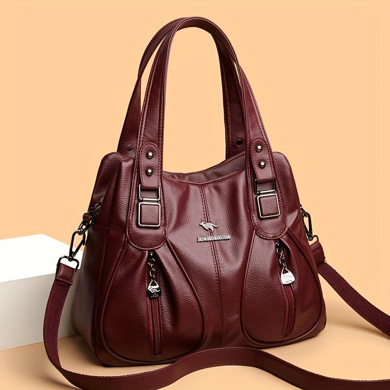 Vintage Faux Leather Handbag for Women Multi-pocket Shoulder Bag Casual Commuter Tote Bag Perfect for Daily Commuting Shopping Ladies' Holiday Gifts