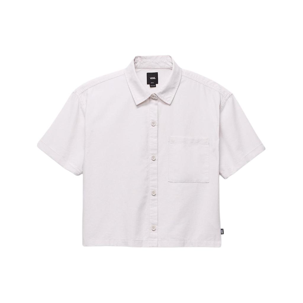 Vans Mcmillan Square Neck Single-Breasted Fitted Short Sleeve Shirt Women Tops Oatmeal VN000F742N1